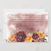 Marsala Clay & Yellow Bouquet Flat Wedding Dankeskarte (Rückseite)
