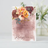 Marsala Clay Yellow Bouquet Hochzeitsempfang Begleitkarte (Stehend Vorderseite)