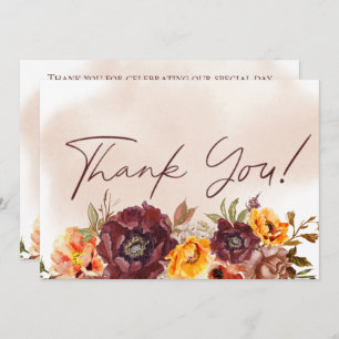 Marsala Clay & Yellow Bouquet Wedding Dankeskarte