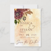 Marsala Clay & Yellow Bouquet Wedding Save The Date (Vorderseite)