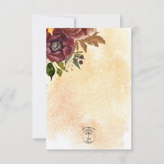 Marsala Clay & Yellow Bouquet Wedding Save The Date (Rückseite)