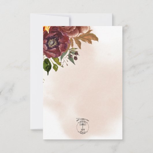 Marsala Clay & Yellow Bouquet Wedding Save The Date (Rückseite)