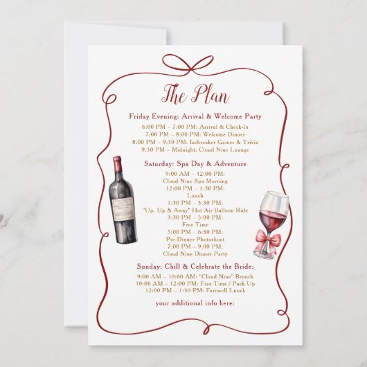 Marsala Cloud Bachelorette Wochenende Einladung (Rückseite)