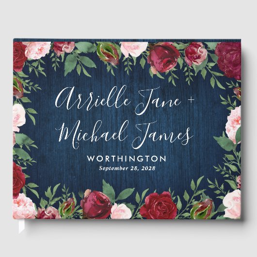 Marsala Country Rustic Wedding Gästebuch (Vorderseite)