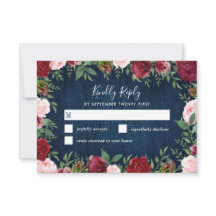 Marsala Country Rustic Wedding RSVP Cards