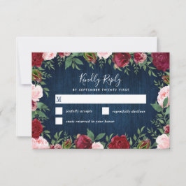 Marsala Country Rustic Wedding RSVP Cards Karte