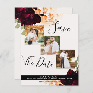Marsala & Cream Floral Wedding Foto Save the Date