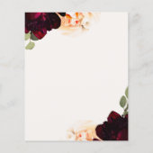 Marsala & Cream Floral Wedding Foto Save the Date (Rückseite)