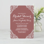 Marsala Damask Einladung (Stehend Vorderseite)