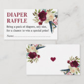 Marsala Diaper Raffle Tickets, Marsala Baby Dusche Begleitkarte (Vorne/Hinten)
