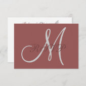 Marsala Elegant Wedding RSVP Card mit Monogram (Vorne/Hinten)