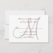 Marsala Elegant Wedding RSVP Card mit Monogram Karte (Rückseite)