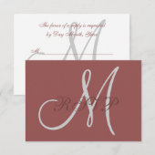 Marsala Elegant Wedding RSVP Card mit Monogram Karte (Vorne/Hinten)