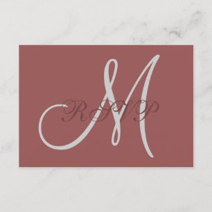 Marsala Elegant Wedding RSVP Card mit Monogramm