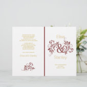 Marsala-Et-Zeichen-Rollenblatt-Hochzeitsprogramm (Stehend Vorderseite)