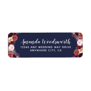 Marsala Fall Peony Wedding Address Labels