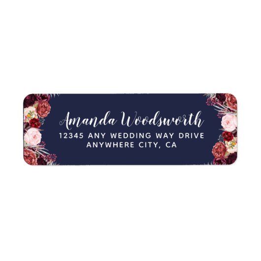 Marsala Fall Peony Wedding Address Labels (Vorne)