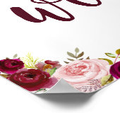 Marsala Floral Antlers Herzlich willkommen auf uns Poster (Ecke)