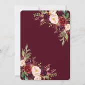 Marsala Floral Antlers Monogram Sweet 16 Einladung (Rückseite)