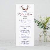 Marsala Floral Antlers Navy Blue Fall Menu Menükarte (Stehend Vorderseite)
