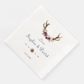 Marsala Floral Antlers Navy Blue Hochzeit im Herbs Serviette (Ecke)