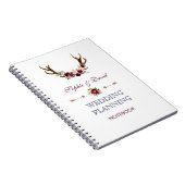 Marsala Floral Antlers Navy Hochzeitsplaner Notizblock (Rechte Seite)