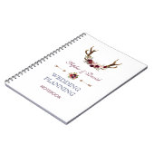 Marsala Floral Antlers Navy Hochzeitsplaner Notizblock (Linke Seite)