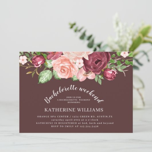 Marsala floral Bachelorette (Stehend Vorderseite)