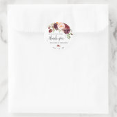 Marsala floral boho schicke Hochzeit danke Runder Aufkleber (Tasche)