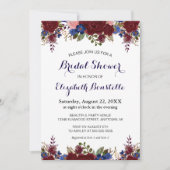 Marsala Floral Brautparty Einladung (Vorderseite)