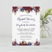 Marsala Floral Brautparty Einladung (Stehend Vorderseite)