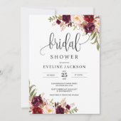 Marsala Floral Corners Bridal Dusche Einladung (Vorderseite)