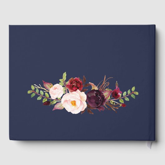 Marsala Floral Elegant Wedding Guest Book Gästebuch (Rückseite)