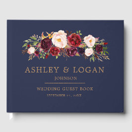 Marsala Floral Elegant Wedding Guest Book Gästebuch