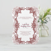 Marsala Floral Frame Wedding Einladung (Stehend Vorderseite)