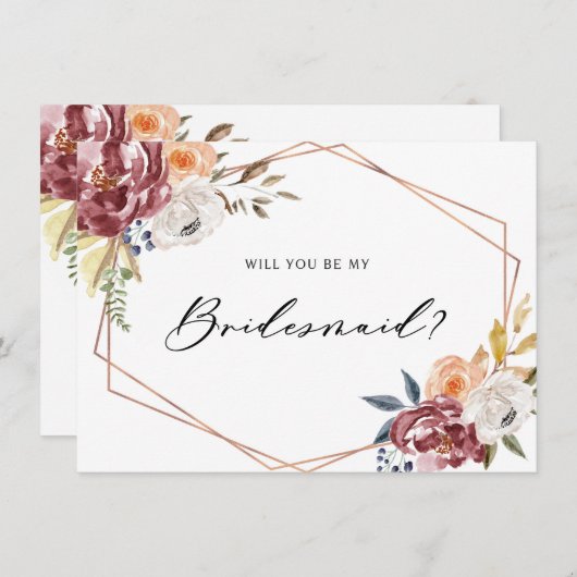 Marsala Floral Geometric wird meine Bridesmaid sei (Vorne/Hinten)