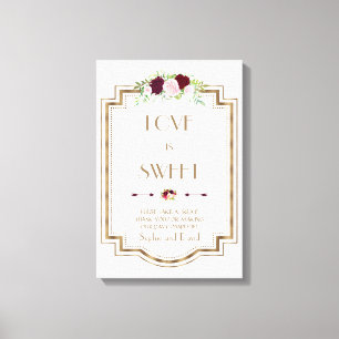 Marsala Floral Gold Fall Liebe ist Sweet Sign Leinwanddruck