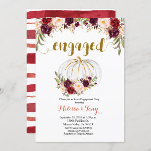 Marsala Floral Gold Glitzer Einladung