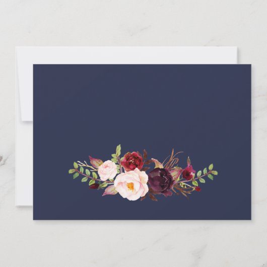 Marsala Floral Herbst Navy Brautparty Card Einladung (Rückseite)