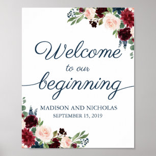 Marsala Floral Herzlich willkommen auf unserem Beg Poster