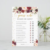 Marsala floral mommy or daddy baby dudy game (Stehend Vorderseite)