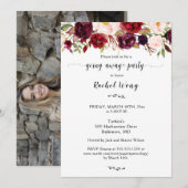 Marsala Floral Moving Away Party Foto Einladung (Vorne/Hinten)
