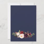 Marsala Floral Navy Herbst Hochzeitskarte Einladung (Rückseite)