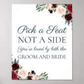 Marsala Floral Pick a Sitzplatz kein Seitenzeichen Poster (Vorne)