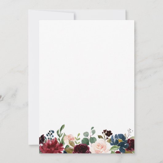 Marsala Floral Probe Einladung (Rückseite)