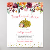 Marsala Floral Pumpkin Time Kapselunterschrift Poster (Vorne)