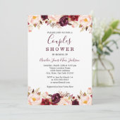 Marsala Floral Red Burgundy Paare Dusche Einladung (Stehend Vorderseite)