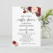 Marsala Floral Romantic Boho Chic Couple Dusche Einladung (Stehend Vorderseite)