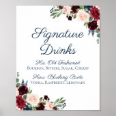 Marsala Floral Signature Drinks Cocktail Signature Poster (Vorne)