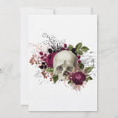 Marsala Floral Skull Halloween Gothic Wedding Einladung (Rückseite)
